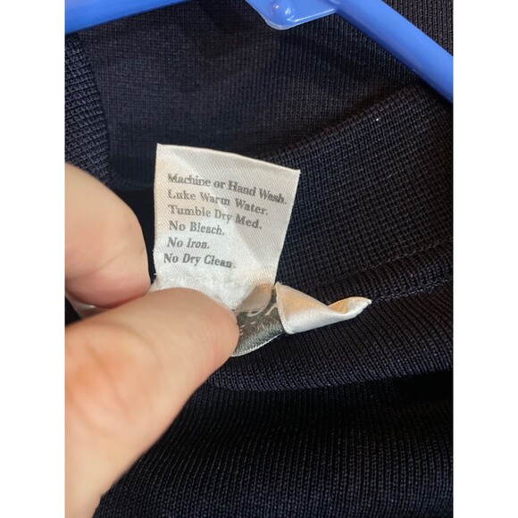 Misook Classic Knit Stretch Blazer Jacket size S Navy Gold Buttons White Trim - Picture 6 of 6